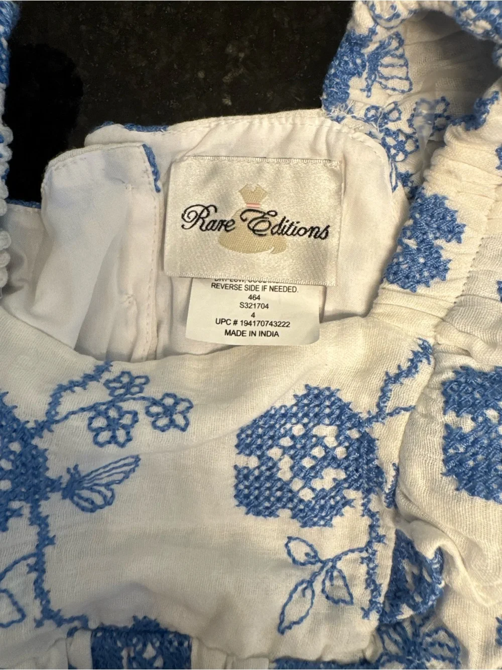 Rare Editions White Dress with Blue Floral Print